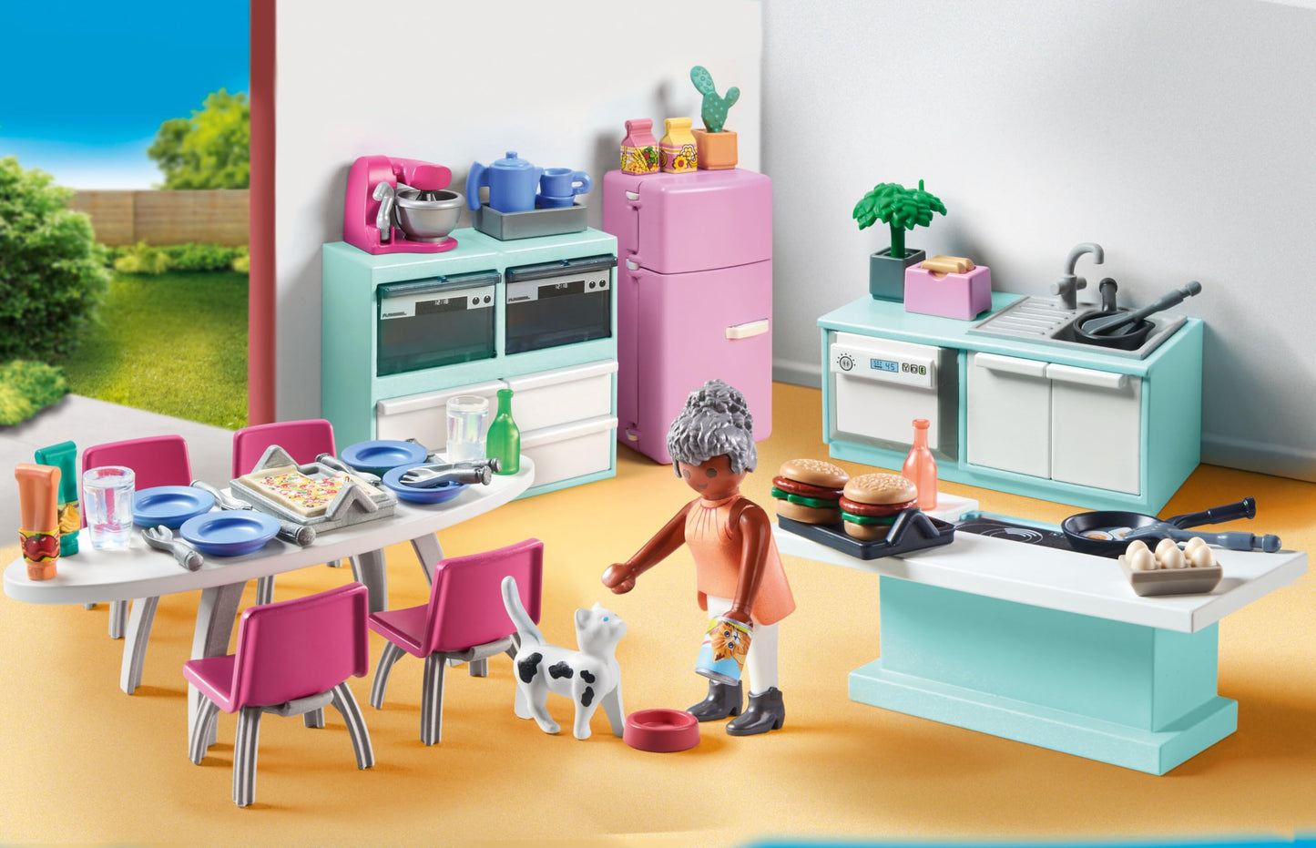 PLAYMOBIL MyLife 71608 Kitchen with Dining Area, fully equipped kitchen for detailed play, made from over 80% recycled and bio-based materials, creative toy for children ages 4 and up.