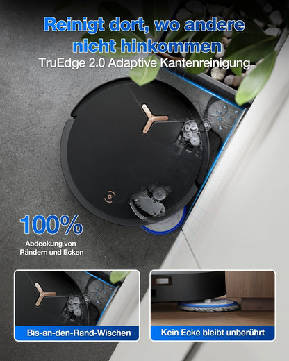 ECOVACS DEEBOT T50 MAX PRO Omni Robot Vacuum with Mopping Function, 18,500Pa, ZeroTangle 2.0, Deep Cleaning for Carpets, Extendable Side Brush & Mopping Module, Hot Water Cleaning 40-75℃, Black