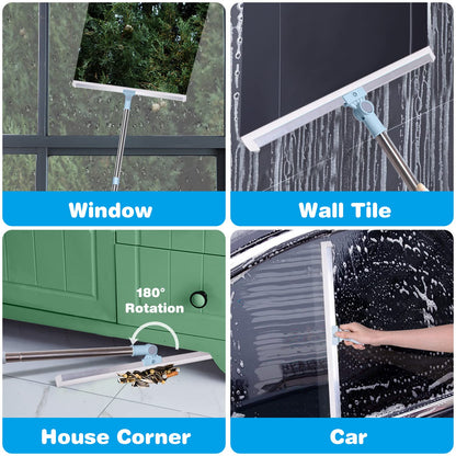 Wiseten water squeegee floor wiper - squeegee floor shower with extra durable 50cm rubber blade, telescopic handle 130cm water squeegee window squeegee for wood, glass, concrete, tile shower