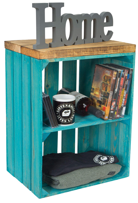Crate collection "Altes Land" seat/table made from fruit crate with 16 compartments, rustic, 53 x 40 x 30 cm, stool, shoe cabinet, shelf