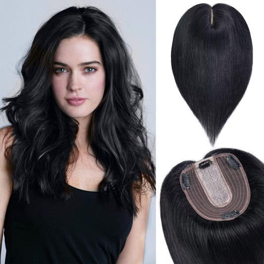 TESS Hair Topper real hair black, 10x12cm base wig women #1 black hair topper real hair 40g 30 cm hair topper clip in hairpiece extensions