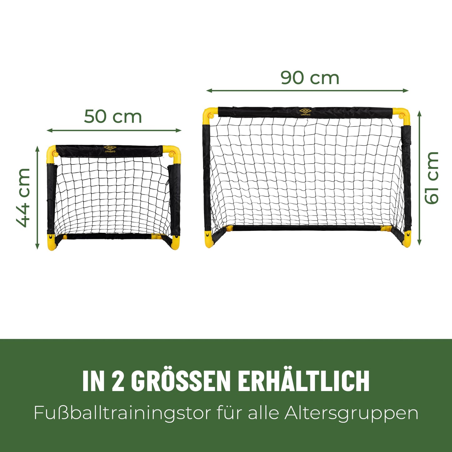 Umbro soccer goal 50 x 44 x 44 cm - set of 2 soccer goals - foldable soccer goal - soccer goals for garden kids - soccer training equipment for indoor and outdoor use - metal - black/yellow