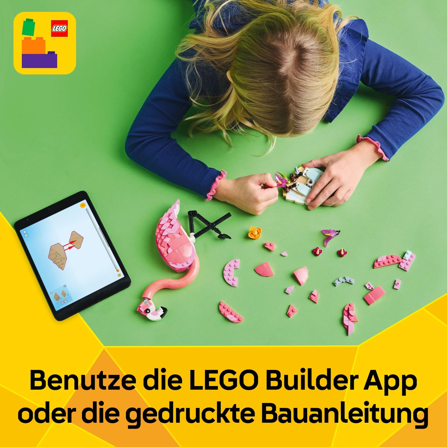 LEGO Creator 3in1 Wild Animals: Pink Flamingo - rebuild into a Cockatoo minifigure or an Axolotl - Creative toy - Birthday gift for girls and boys ages 8+ - 31170