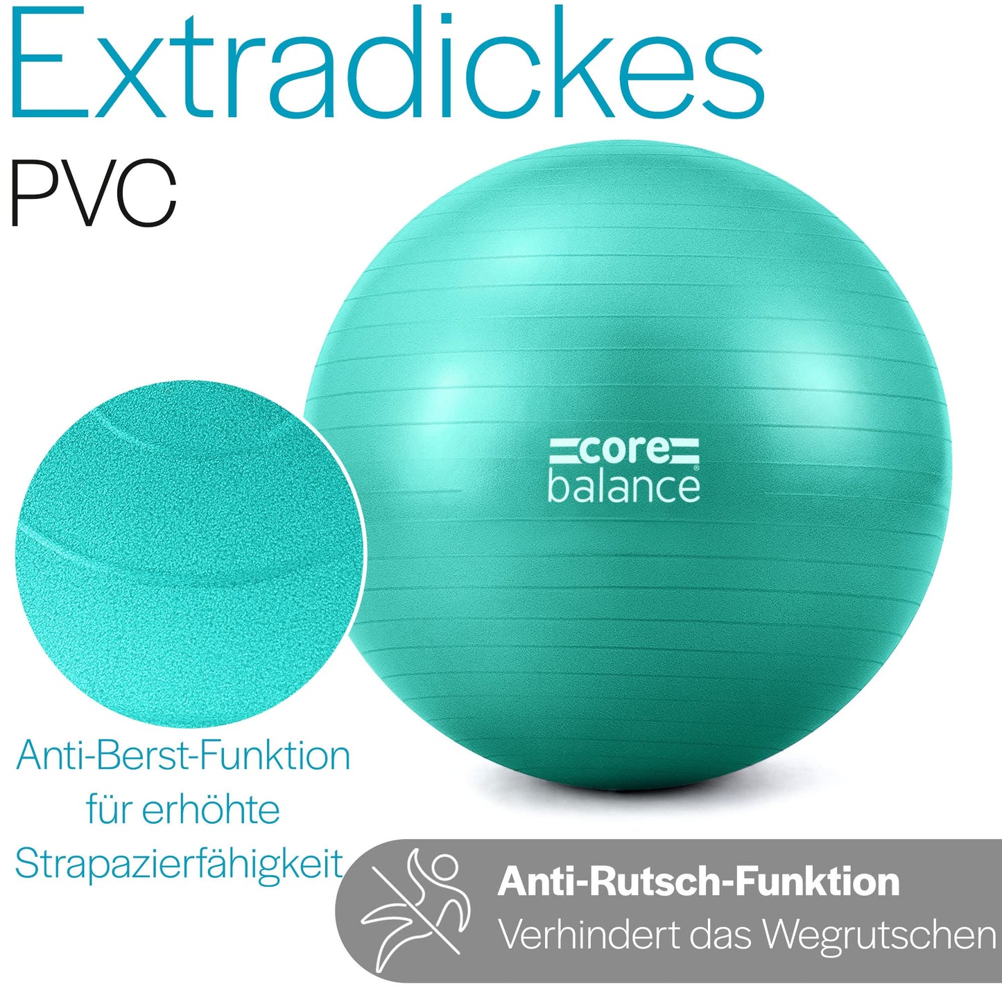 Core Balance, burst-resistant exercise ball - for fitness, yoga, pregnancy - 55cm 65cm 75cm 85cm - includes air pump