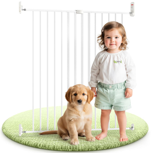 BOMI Stair Gate Maja 69-142 cm | Wall-mounted | Outdoor Baby Gate for the garden | Dog gate and cat gate | Extra wide opening