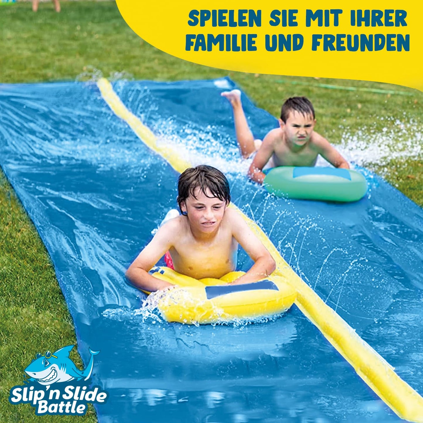Official VentriBattle® | Two-lane Slip n' Slide | Connectable water hose | 10 meters | Premium quality | Outdoor water play | + Thick | + Sturdy | + Fast | 100% fun PVC