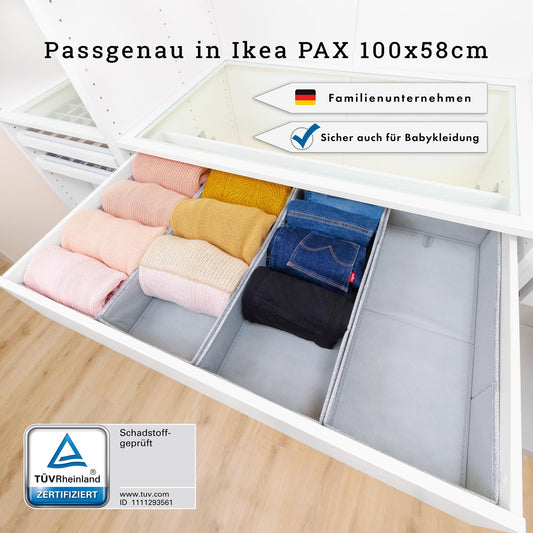 SIMPLE JOY® PAX100 FileFolding Box for IKEA Pax wardrobe; THE ORIGINAL; precise fit; sturdy bottom; drawer organizing system, set of 4