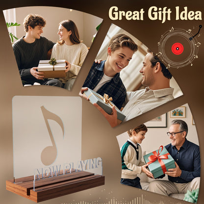 YuanDian Record Stand, Now Playing Vinyl Stand with warm lights, LED LP stand for vinyl record storage, gifts for vinyl lovers.