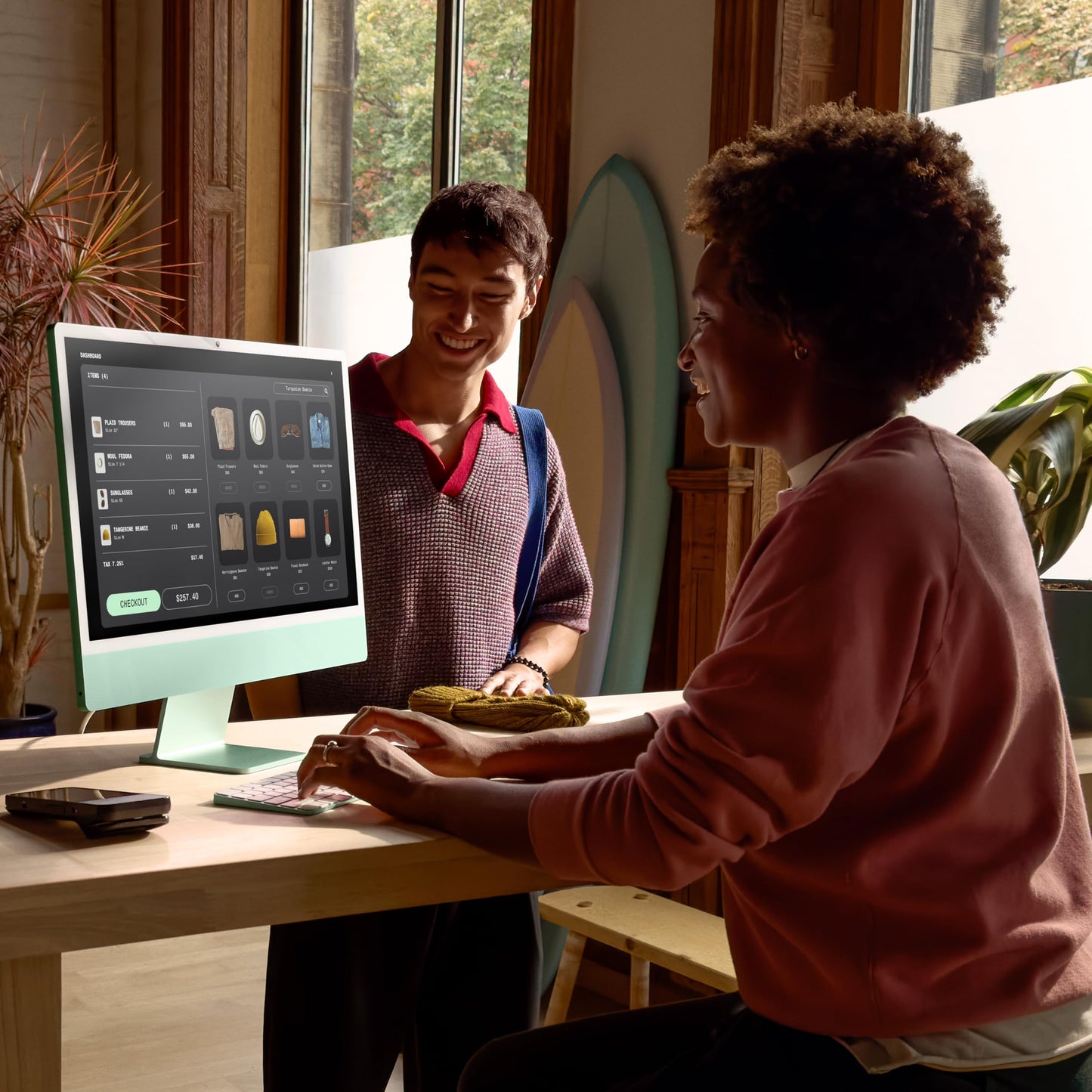 Apple iMac All-in-One desktop computer with M4 chip featuring 10-core CPU and 10-core GPU: 24" Retina display, 16GB unified memory, 512GB SSD storage, matching accessories; Green