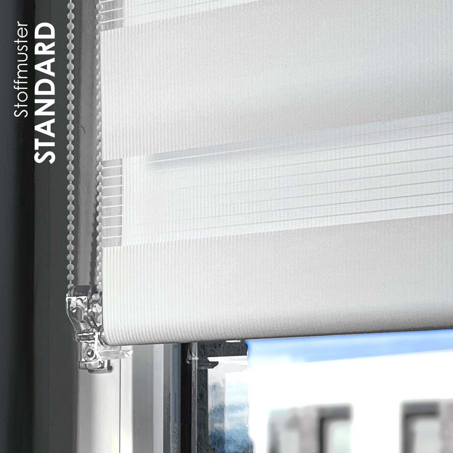 Rollmayer clamp-fix double roller blind without drilling, clamp roller window blind duo roller sun protection blind zebra blind side pull blind for window and door (White - 50 x 150 cm - WxH)