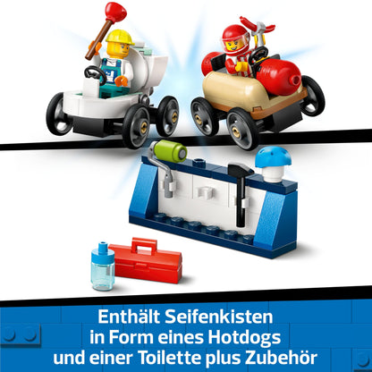 LEGO City No Limits: Soapbox Racing with Ramp - Building Toy for Boys and Girls 6+ - Set with 2 Soapboxes & 4 Race Driver Minifigures - Gift Idea for Kids 60460