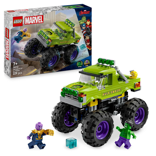LEGO Marvel Hulk Truck vs. Thanos - Superhero building toy - Avengers vehicle and minifigures - Monster truck for mega fun - Gift for boys and girls ages 7+ - 76312
