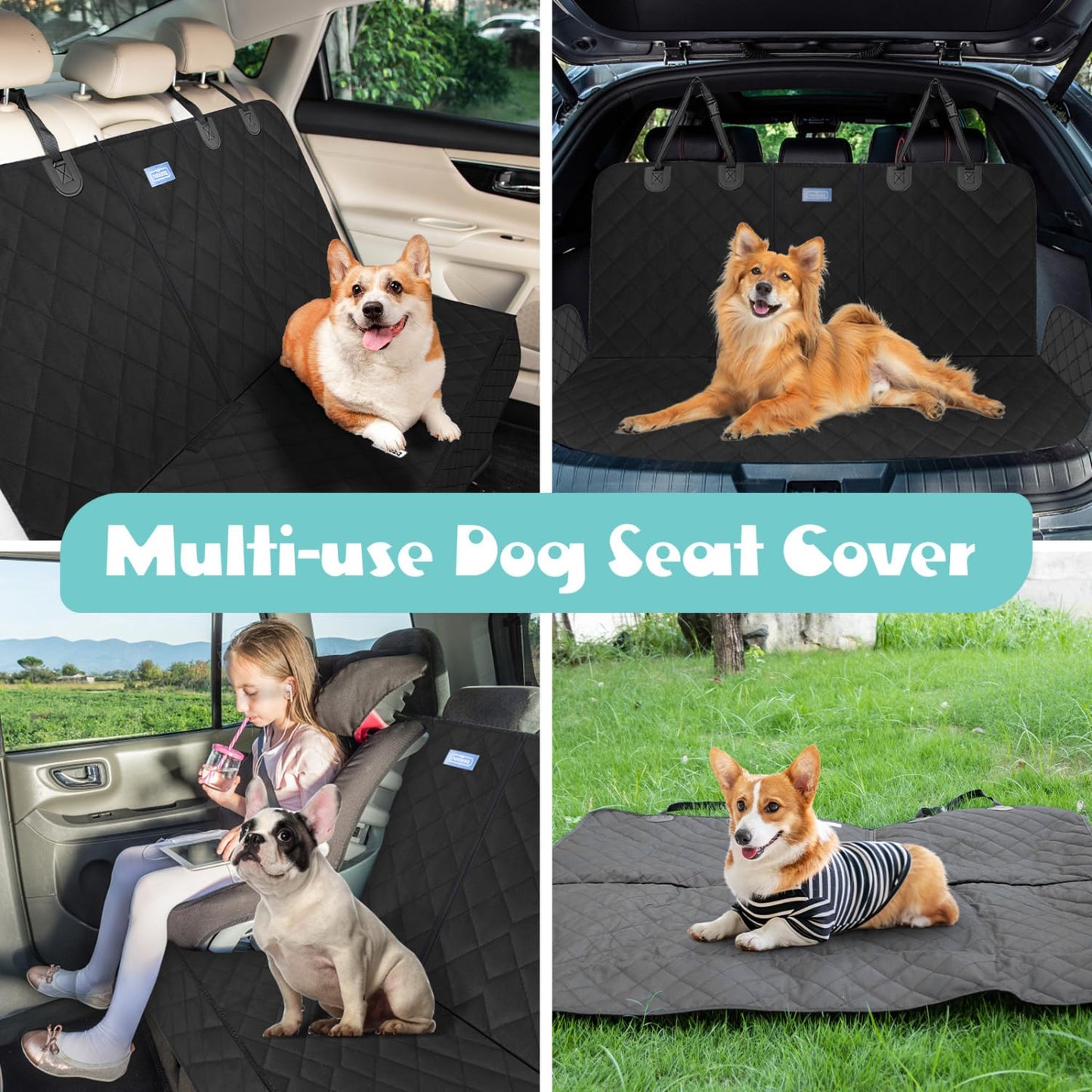 Nobility Dog Blanket for Car Back Seat Waterproof, Armrest Compatible Car Seat Covers for Dogs, Scratch-Resistant Dog Car Seat Cover for Back Seat, 137 x 121cm Universal Dog Car Mat for Back Seat