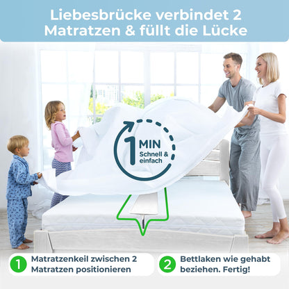 Rose core® Love bridge for mattresses 200 x 25 - [Quality from Germany] - Mattress gap filler in one piece - Bed gap filler - Mattress wedge for mattresses & toppers from 5 cm