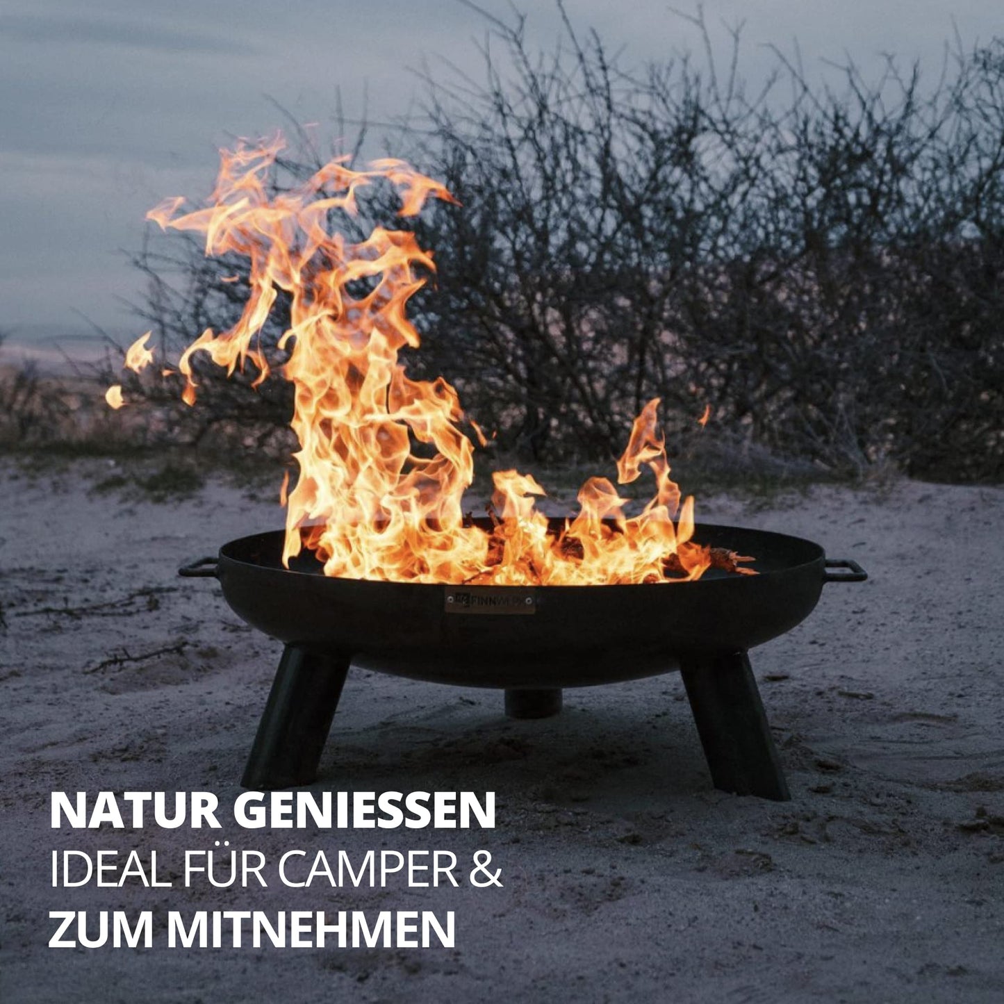 Finnwerk HARRI fire bowl 70 cm - Massive and decorative black fire pit - Fire bowls for the garden - Simple and stylish - Matching fire bowl covers and accessories available separately.