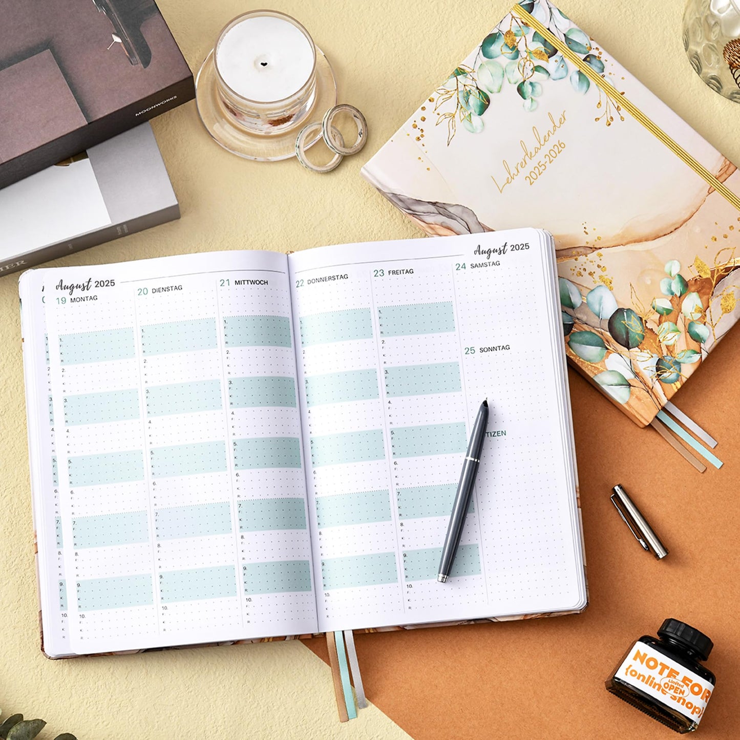 Teacher planner 2025 2026, teacher planner 2025 2026 a5 from August 2025 to July 2026, school planner 2025 2026 for teachers, 17.5 x 25 cm, hardcover teacher planner, slip pocket