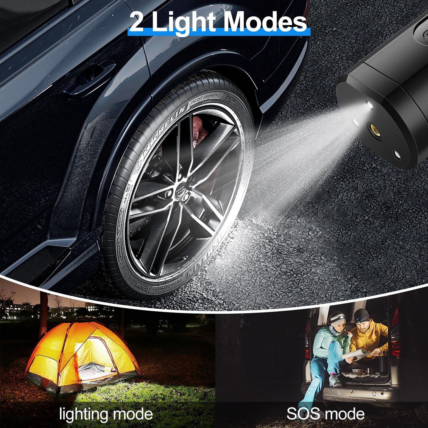 NWOUIIAY Electric Bike Air Pump 6000mAh Mini Portable Bike Air Pump Air Compressor 150 PSI with Digital Display USB Charging Suitable for Cars Motorcycles Bicycles Ball Games