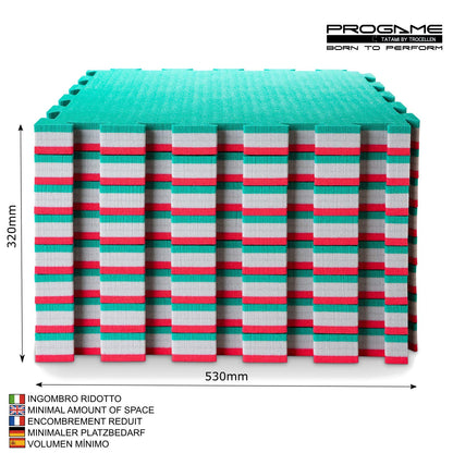 PROGAME Tatami Mat 4 cm Kit 8 pieces PERFORMANCE-HOME Green/Red 50x50 cm. Judomat.