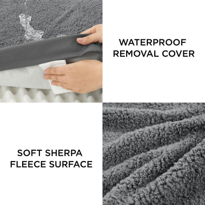 BEDSURE orthopedic dog bed for medium dogs - 89x56x7.6cm plush dog pillow washable dog mat in dark gray for medium dogs.