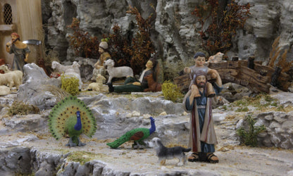 2X FADED Fountain, with pump/Height: 19cm/Hand-painted/detailed nativity figures - Christmas table decoration nativity accessory