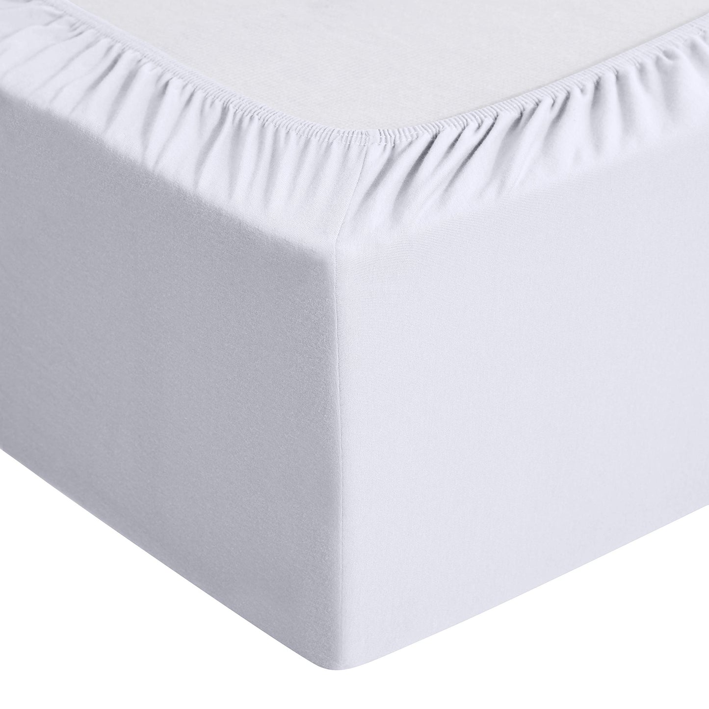 AmazonBasics Fitted Sheet, Jersey, White - 200 x 200 cm