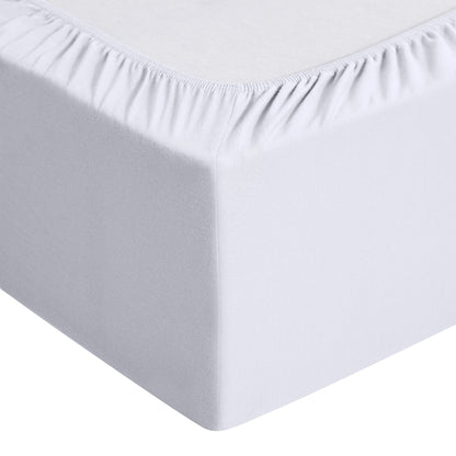 AmazonBasics Fitted Sheet, Jersey, White - 200 x 200 cm