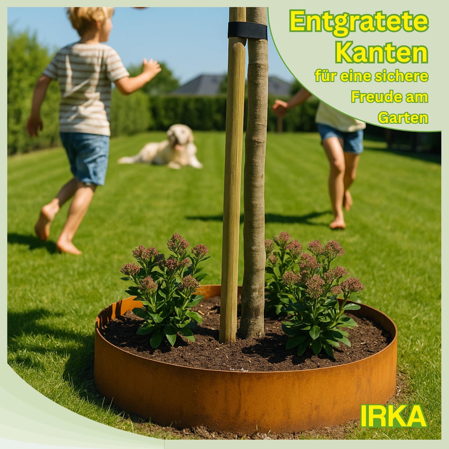 IRKA lawn edging Corten steel L15m H20cm - Flexible bed edging 1 mm thick lawn edging strip for garden bed bordering bed edging