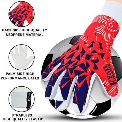 EFAH SPORTS goalkeeper gloves for kids and adults with padded palm, breathable and strong grip soccer gloves (Red, Size 5 suitable for 9 to 12 years old, Ambidextrous)