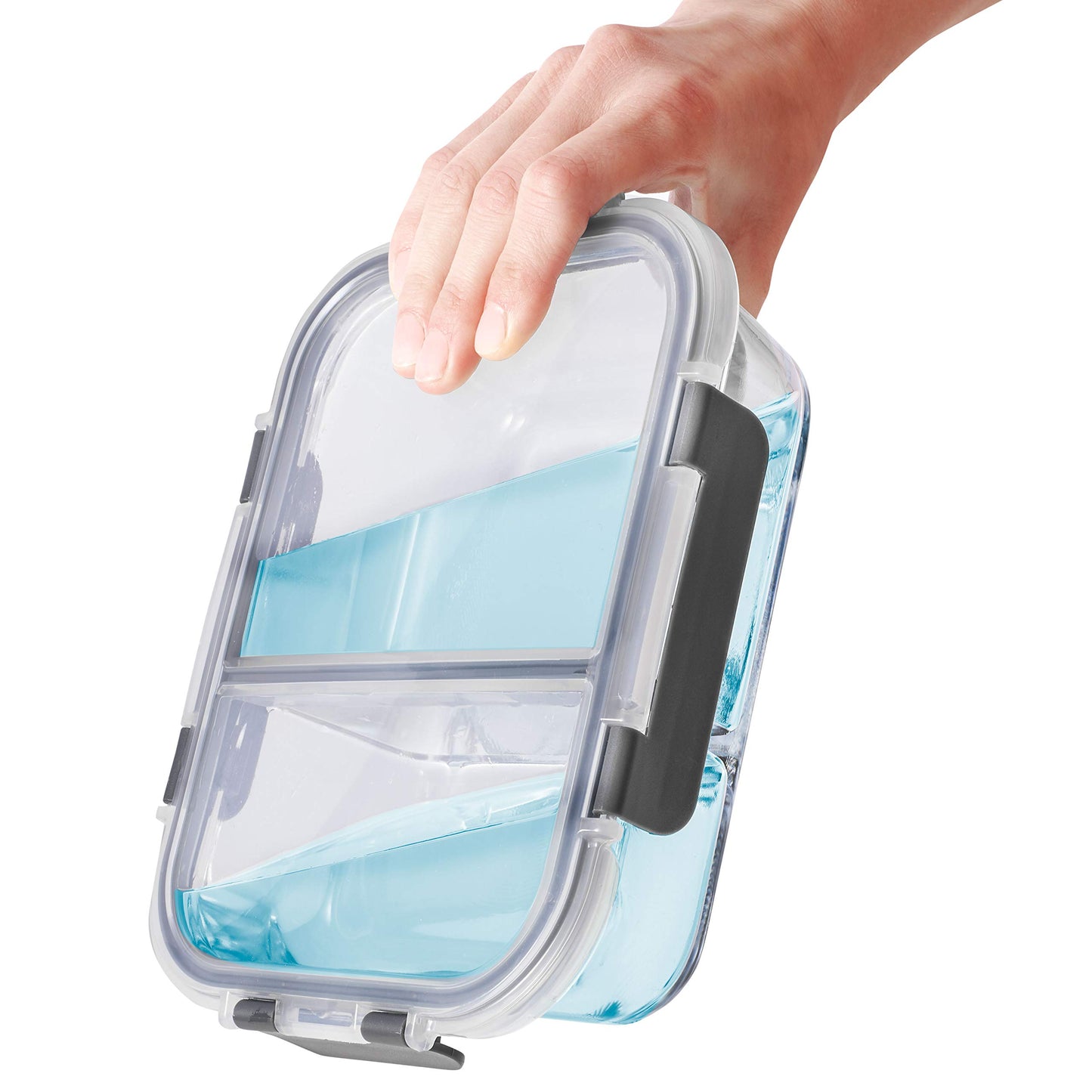 Igluu Meal Prep Glass Food Storage Containers with BPA-free lid (3-pack) - microwave, oven, freezer, dishwasher safe, leak-proof - 980 ml - with 2 compartments - durable borosilicate glass