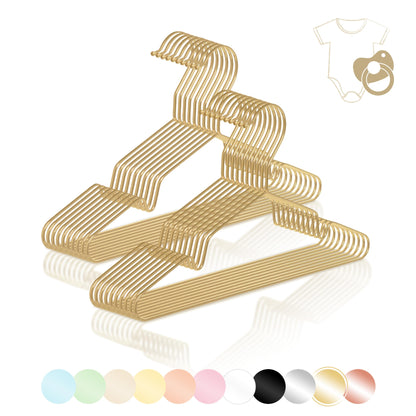 ROW&LINE® - Children's hangers (30 cm) - 20 pieces (Gold) - space-saving baby hangers - sturdy for heavy clothing - wire hangers for organization & uniform look in the closet.