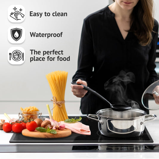 HomeMakers Translucent Induction Cooktop Protection Mat | Large 61x53 cm (Magnetic) kitchen mat protects cooktops from scratches | Heat resistant stove cover | Multifunctional silicone mat