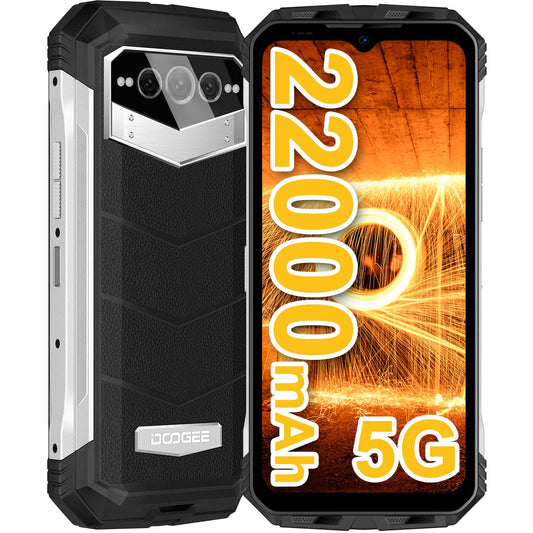 DOOGEE VMAX 5G outdoor phone without contract, 20GB+256GB Dimensity 1080, 22000mAh large battery, 108MP camera, 6.6" FHD+ 120hz outdoor smartphone Android dual SIM IP68 waterproof OTG NFC.