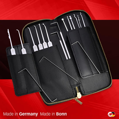 MULTIPICK ELITE 17 Lockpicking Set [17 pieces incl. leather case] Lockpick Tool, crack locks - Lock Picks incl. tension wrench - Lock picking - Professional Pick Set - Lockpicking Kit - Pick Set Kit