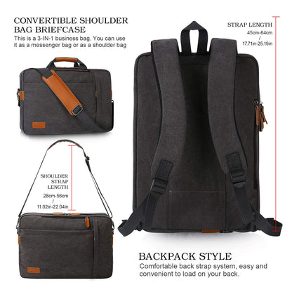 ESTARER convertible backpack laptop bag messenger bag 17/17.3 inch multifunctional bag for business/school/travel.
