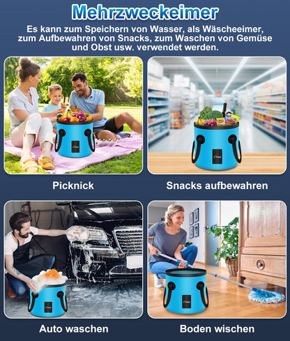 WADEO Portable camping shower battery with pump and shower bucket, outdoor camping shower set with battery, mobile showers outdoor showers with shower head and hose, for camping, traveling, garden, hiking, car washing