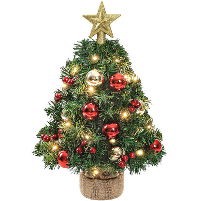 Yorbay Mini Christmas tree with 20 warm white LEDs 8 light modes, tree with star tree top and decoration battery operated, for Christmas, Advent, about 40cm (Reusable)