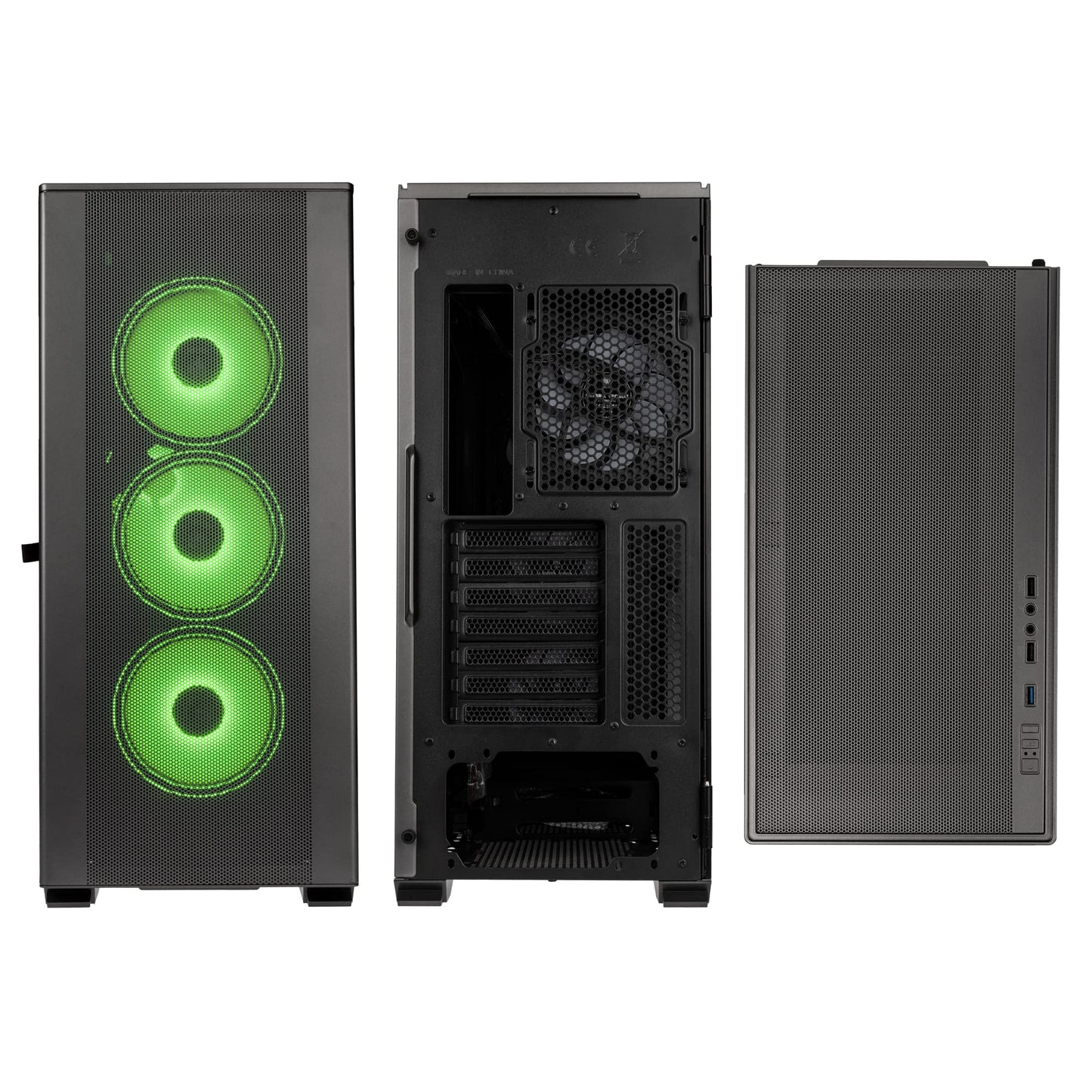 Kolink Stronghold Prism RGB Black - Gaming PC case EATX with mesh front, removable top, hinged tempered glass door, 4x addressable RGB fans 120mm - Midi Tower Gamer PC Case