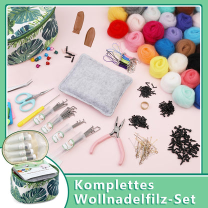 40 colors felt wool basic set Basic felting tools and accessories for beginners, needle felting set needle felting tools for wet felting, dry felting, and DIY felt animal crafts