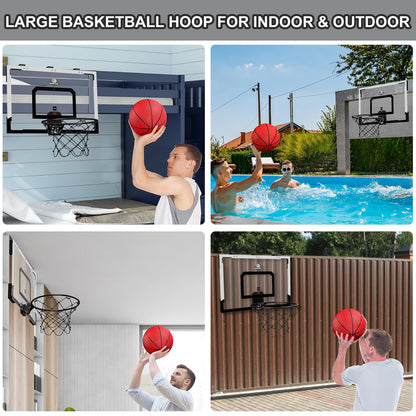 HYES 24" x 16" Large Basketball Hoop Indoor for Kids, Basketball Hoop with Scorer, 2 Balls, Pump, Big Basketball Toy for Adults Kids Teens Boys Girls (black with Scorer)