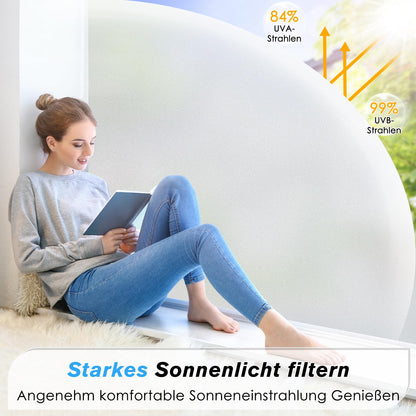Haton window film opaque privacy film window self-adhesive, frosted glass film self-adhesive privacy without adhesive static adhesive privacy film for bathroom office 90 x 300 cm