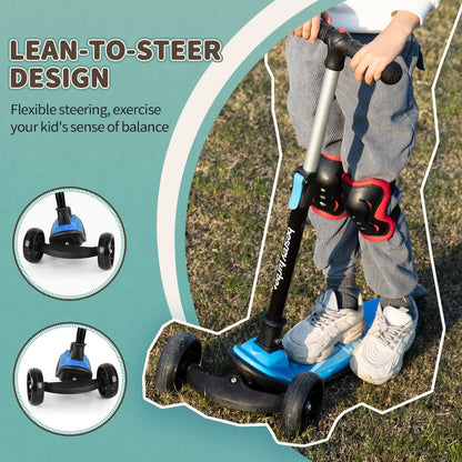 Besrey Kids Scooter, the safe three-wheel scooter with PU LED light-up wheels, foldable adjustable height, lightweight and can hold up to 50 kg, suitable for toddler boys and girls.