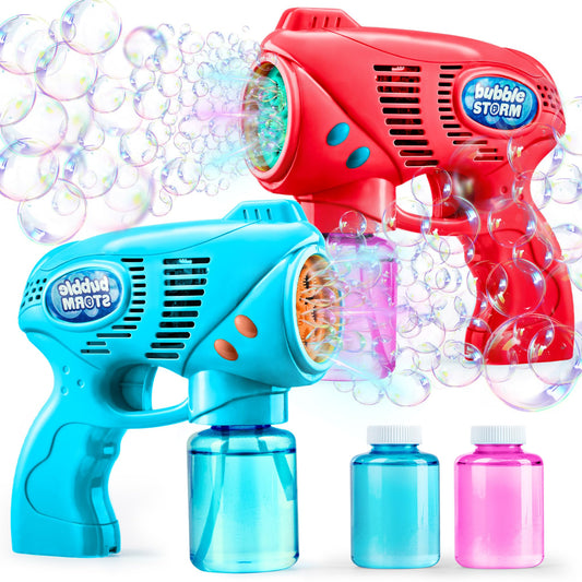 JOYIN 2 Bubble Guns for Kids with Bubble Solution (2 * 130 ml), bubble machine for party, Bubble Gun for Summer Party, Indoor Outdoor Activities, Easter (blue+red)