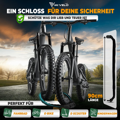MIVELO bike lock chain lock high security - lock bike I bike lock extra secure & sturdy with number code (individual PIN) 90cm
