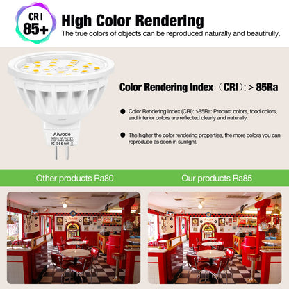 Aiwode GU5.3 MR16 LED Bulb, 5W Natural White 4000K, Replaces 50W Halogen Bulb, 600LM CRI85, 120° Beam Angle, DC12V Non-Dimmable Gu5.3 Spotlight, Pack of 10.