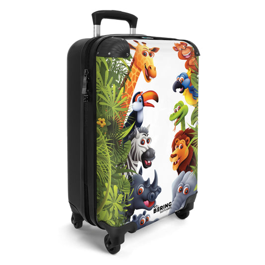 NoBoringSuitcases.com® Kids Suitcase Children's Trolley Carry-On Luggage Small Travel Case with Wheels Gift - Animals - Green - Jungle - Kids Luggage Small suitcase, 55x40x20