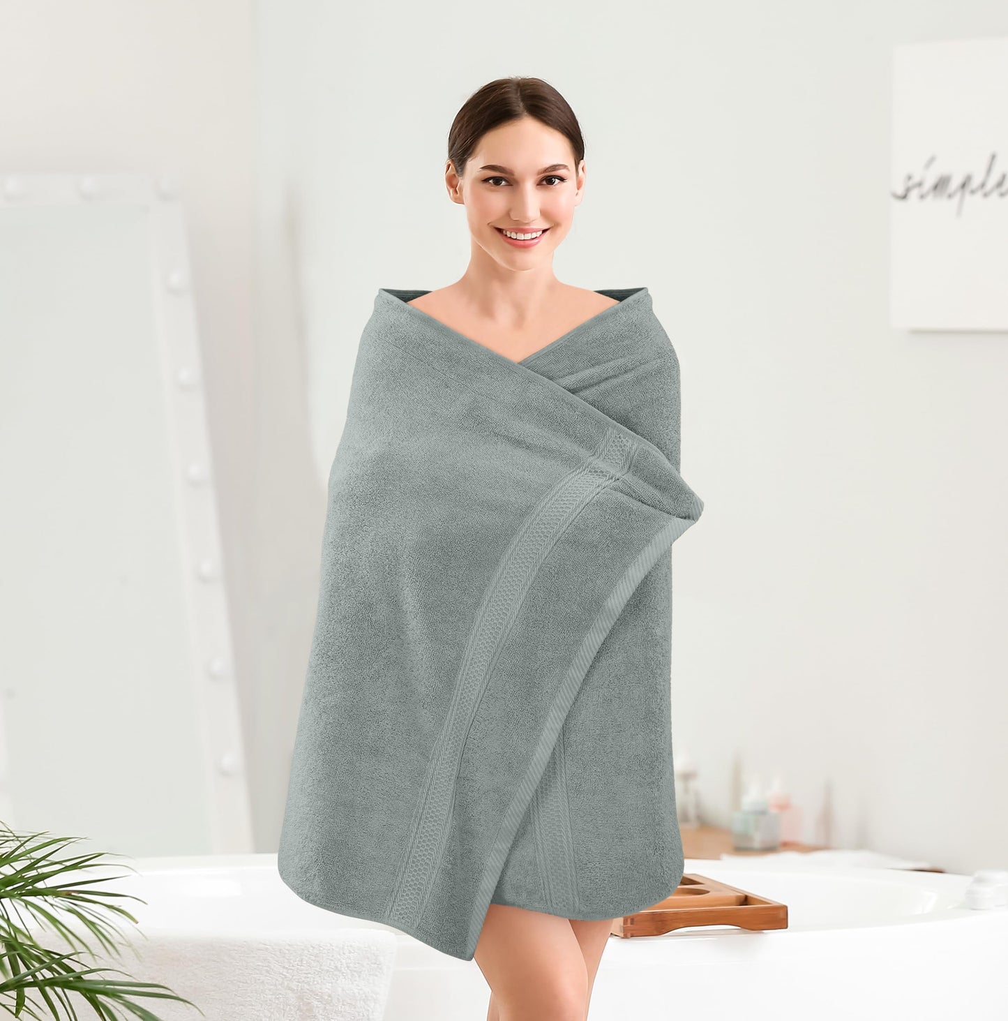 Utopia Towels - 4-Pack Bath Towel Set Premium 100% Ring Spun Cotton 27 x 54 inches Hand Towels, highly absorbent, soft feel Bath Towels (Cool Gray)