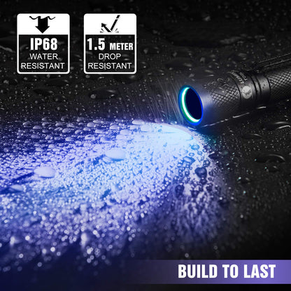 LUMINTOP Tool AA UV flashlight, black light, 365 nm, UV blacklight, IP68, waterproof, 2 modes for pet stains, hunting scorpions, resin curing, leak detection