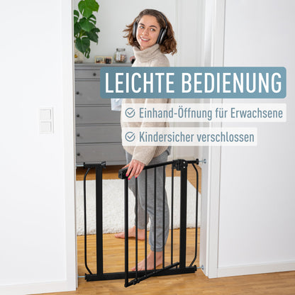ib style Berrin XXL stair gate 85-185cm, No drilling required, Baby safety gate, Pet gate, Black, 85-95 cm