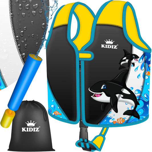 KIDIZ® Swim Vest Kids M 2-5 years | Swim Aid Boys & Girls Float Jacket Babies & Toddlers | Neoprene Swim Vest with Water Gun | Adjustable Safety Strap