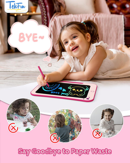 TEKFUN Kids Toy for 3 4 5 6 Year Old Boys Girls Gifts, 10 Inch LCD Writing Tablet Children Drawing Board, Educational Travel Toy Boy Girl Birthday Age 3-8 (Pink)